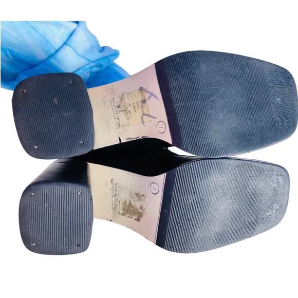 Wild Pair Womens Shoes Black Leather Block High Heel Loafers 90's Y2k Size 7 - Picture 8 of 9